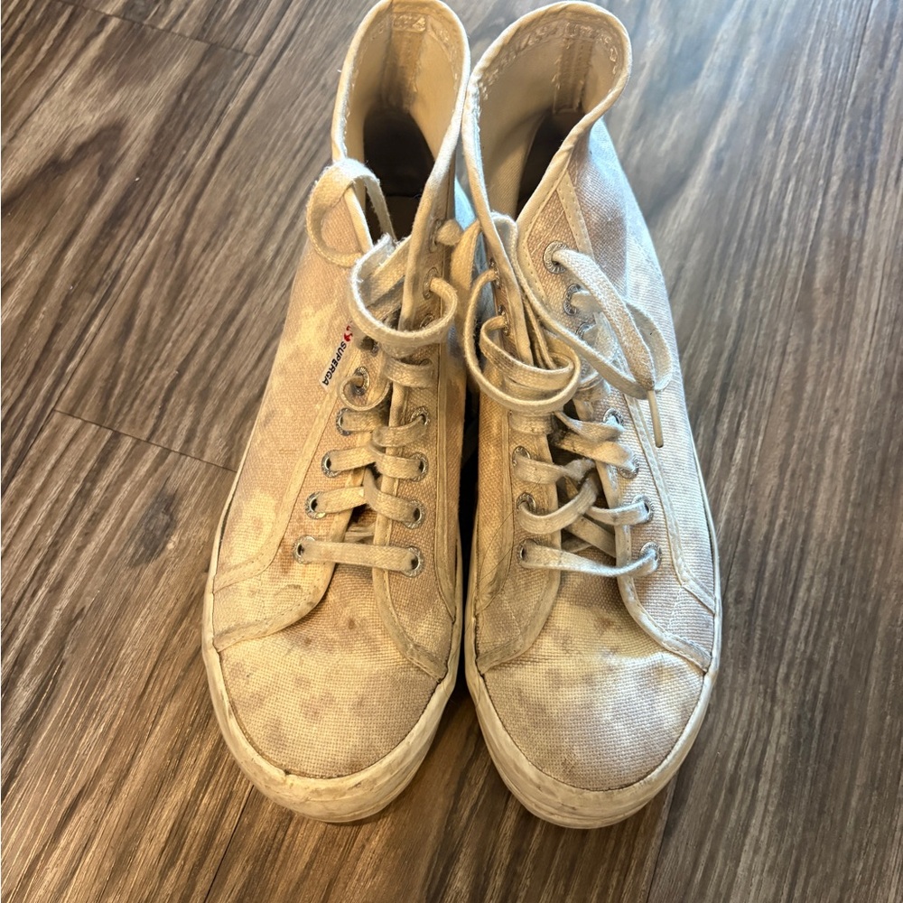 Superga Cream Canvas High-Top Sneakers